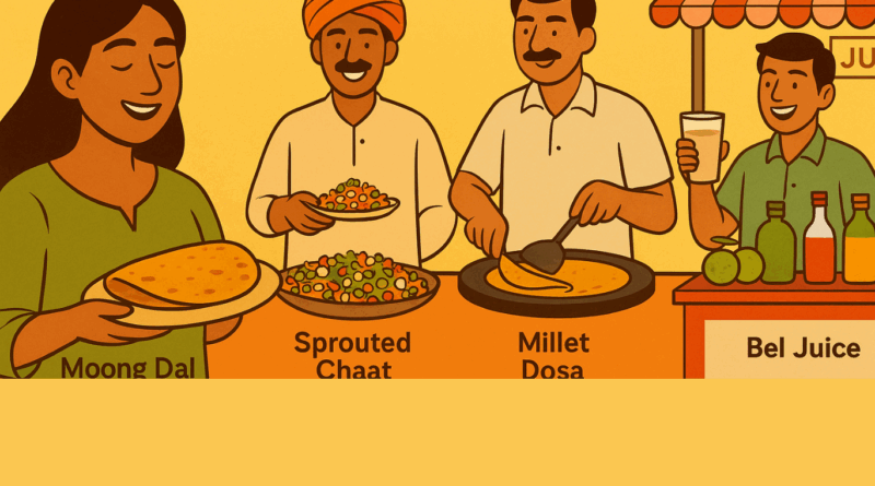 From-Packaged-food-to-healthy-to-bhel-puri-bel-juice-and-lots-more-for-healthy-snacks-with-Indian street food heaalthy yet delicious transition-